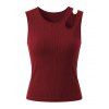 Solid Color Tank Top Cut Out Padded Cropped Tank Top - Rouge Vineux L | US 8-10
