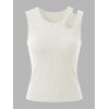 Solid Color Tank Top Cut Out Padded Cropped Tank Top - Blanc M | US 6