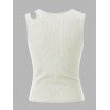 Solid Color Tank Top Cut Out Padded Cropped Tank Top - Blanc L | US 8-10