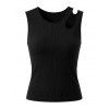 Solid Color Tank Top Cut Out Padded Cropped Tank Top - Noir L | US 8-10