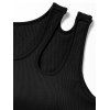 Solid Color Tank Top Cut Out Padded Cropped Tank Top - Noir L | US 8-10