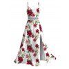 Hawaii Vacation Couple Outfit Tropical Hibiscus Floral Leaf Print Lace Hollow Out Slit Dress and Shirt Set - Blanc S | US 4