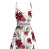 Hawaii Vacation Couple Outfit Tropical Hibiscus Floral Leaf Print Lace Hollow Out Slit Dress and Shirt Set - Blanc S | US 4
