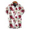 Hawaii Vacation Couple Outfit Tropical Hibiscus Floral Leaf Print Lace Hollow Out Slit Dress and Shirt Set - Blanc S | US 4