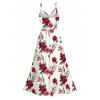 Hawaii Vacation Couple Outfit Tropical Hibiscus Floral Leaf Print Lace Hollow Out Slit Dress and Shirt Set - Blanc S | US 4