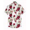 Hawaii Vacation Couple Outfit Tropical Hibiscus Floral Leaf Print Lace Hollow Out Slit Dress and Shirt Set - Blanc S | US 4