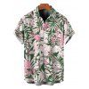 Vacation Couple Outfit Hibiscus Floral Palm Leaf Print Twisted Cut Out Slit Halter Dress and Shirt Set - Rose clair S | US 4