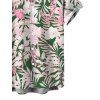 Vacation Couple Outfit Hibiscus Floral Palm Leaf Print Twisted Cut Out Slit Halter Dress and Shirt Set - Rose clair S | US 4