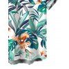 Vacation Couple Outfit Tropical Plant Floral Print Twisted Cut Out Slit Halter Dress and Shirt Set - Turquoise S | US 4