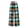 Vintage Pants Multi-color Plaid Print Pocket Wide Leg Belt Pants - multicolor A XXXXXL | US 20