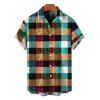 Men's Vintage Shirt Multi-color Plaid Print Button Up Shirt - multicolor A 5XL