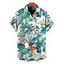 Men's Hawaii Vacation Shirt Tropical Plant Floral Print Button Up Shirt - Turquoise 5XL