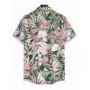 Men's Hawaii Vacation Shirt Hibiscus Floral Palm Leaf Print Button Up Shirt - Rose clair 5XL