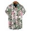 Men's Hawaii Vacation Shirt Hibiscus Floral Palm Leaf Print Button Up Shirt - Rose clair 5XL