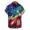 Men's Patriotic Shirt Starburst American Flag Print Button Up Independence Day Shirt - multicolor A 5XL
