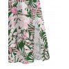 Hawaii Vacation Halter Dress Hibiscus Floral Palm Leaf Print Twisted Cut Out Slit Dress - Rose clair XXL | US 14
