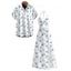 Vacation Couple Outfit Ditsy Floral Print Twisted Cut Out Slit Halter Dress and Shirt Set - Blanc S | US 4