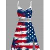 Independence Day Dress American Flag Elements Star Striped Pattern Coconut Tree Lace Hollow Out Slit Patriotic Dress - multicolor XXXXXL | US 20