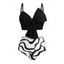 Two Piece Beach Tankini Swimsuit Twisted Bowknot Spaghetti Strap Padded Top and Colored Leaf Pattern Ruched Tummy Control Briefs Vacation Swimwear - Noir XL | US 10