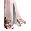 Hawaii Vacation Dress Leopard Watercolor Floral Print Lace Hollow Out Slit Dress - Rose XXXXXL | US 20
