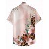 Men's Hawaii Vacation Shirt Leopard Watercolor Floral Print Button Up Shirt - Rose 5XL