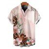 Men's Hawaii Vacation Shirt Leopard Watercolor Floral Print Button Up Shirt - Rose 5XL
