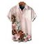 Men's Hawaii Vacation Shirt Leopard Watercolor Floral Print Button Up Shirt - Rose 5XL