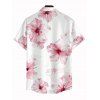 Men's Vacation Shirt Watercolor Hibiscus Floral Pattern Button Up Shirt - Blanc 5XL