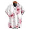 Men's Vacation Shirt Watercolor Hibiscus Floral Pattern Button Up Shirt - Blanc 5XL