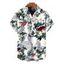 Men's Hawaii Vacation Shirt Retro Sketch Style Tropical Blossom Leaf Pattern Button Up Shirt - Blanc 5XL