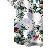 Men's Hawaii Vacation Shirt Retro Sketch Style Tropical Blossom Leaf Pattern Button Up Shirt - Blanc 5XL