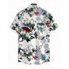 Men's Hawaii Vacation Shirt Retro Sketch Style Tropical Blossom Leaf Pattern Button Up Shirt - Blanc 5XL