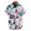Men's Hawaii Vacation Shirt Colorblock Tropical Monstera Leaf Print Button Up Shirt - Blanc 5XL