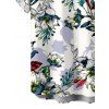 Vacation Couple Outfit Sketch Style Tropical Blossom Leaf Pattern Lace Hollow Out Slit Dress and Shirt Set - Blanc S | US 4