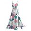 Hawaii Vacation Dress Colorblock Tropical Monstera Leaf Print Lace Hollow Out Slit Dress - Blanc XXXL | US 16
