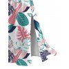 Hawaii Vacation Dress Colorblock Tropical Monstera Leaf Print Lace Hollow Out Slit Dress - Blanc XXXL | US 16
