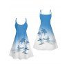 Robe de Plage Ligne A Ombré Cocotier Imprimé à Bretelle Fine sans Manches - Bleu clair S | US 4