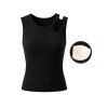 Solid Color Tank Top Cut Out Padded Cropped Tank Top - Noir L | US 8-10