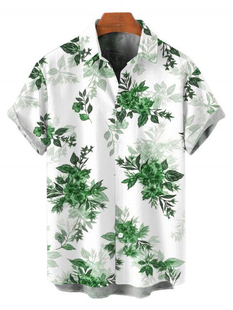 Chemise de vacances pour homme, motif bouquet floral forêt fraîche, chemise boutonnée