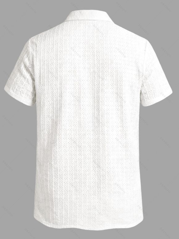 Vintage Couple Outfit Solid Color Lace Panel Scalloped Ruffle Bowknot Smocked Dress and Textured Shirt Set - Blanc S | US 4