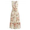 Robe de vacances romantique à motif de roses de jardin, robe élégante ajourée et nouée - Blanc S | US 4