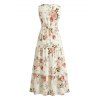 Robe de vacances romantique à motif de roses de jardin, robe élégante ajourée et nouée - Blanc S | US 4