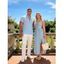 Vacation Couple Outfit Daisy Ditsy Floral Print Twisted Cut Out Bowknot Slit Halter Dress and Textured Knitted Shirt Set - Bleu clair S | US 4