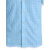 Men's Casual Shirt Textured Knitted Solid Color Button Up Shirt - Bleu clair M