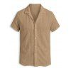 Men's Casual Shirt Textured Knitted Solid Color Button Up Shirt - café lumière XL