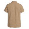 Men's Casual Shirt Textured Knitted Solid Color Button Up Shirt - café lumière XL