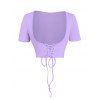 Ensemble robe-débardeur sans manches à imprimé floral et top court uni à manches courtes lacées - violet lavande M | US 6