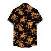 Men's Vacation Shirt Retro Botanical Cluster Floral Print Button Up Shirt - Noir 5XL