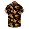 Men's Vacation Shirt Retro Botanical Cluster Floral Print Button Up Shirt - Noir 5XL