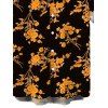 Men's Vacation Shirt Retro Botanical Cluster Floral Print Button Up Shirt - Noir 5XL